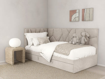 Кровать Beautyson Helga угловая (с ящиком) велюр Formula 697 зеленый 332