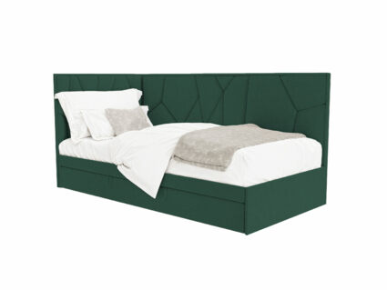 Кровать Beautyson Helga угловая (с ящиком) велюр Formula 697 зеленый 332