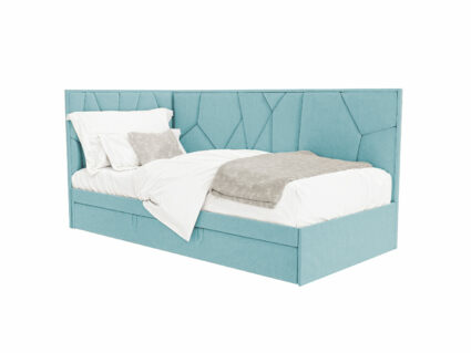Кровать Beautyson Helga угловая (с ящиком) велюр Formula 692 голубой 237